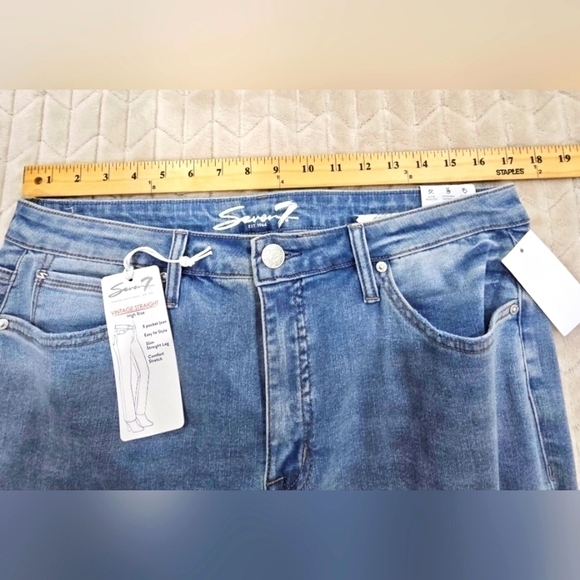 Seven7 High Rise Vintage Straight Distressed Jeans Size 14 New With Tags - Picture 3 of 12